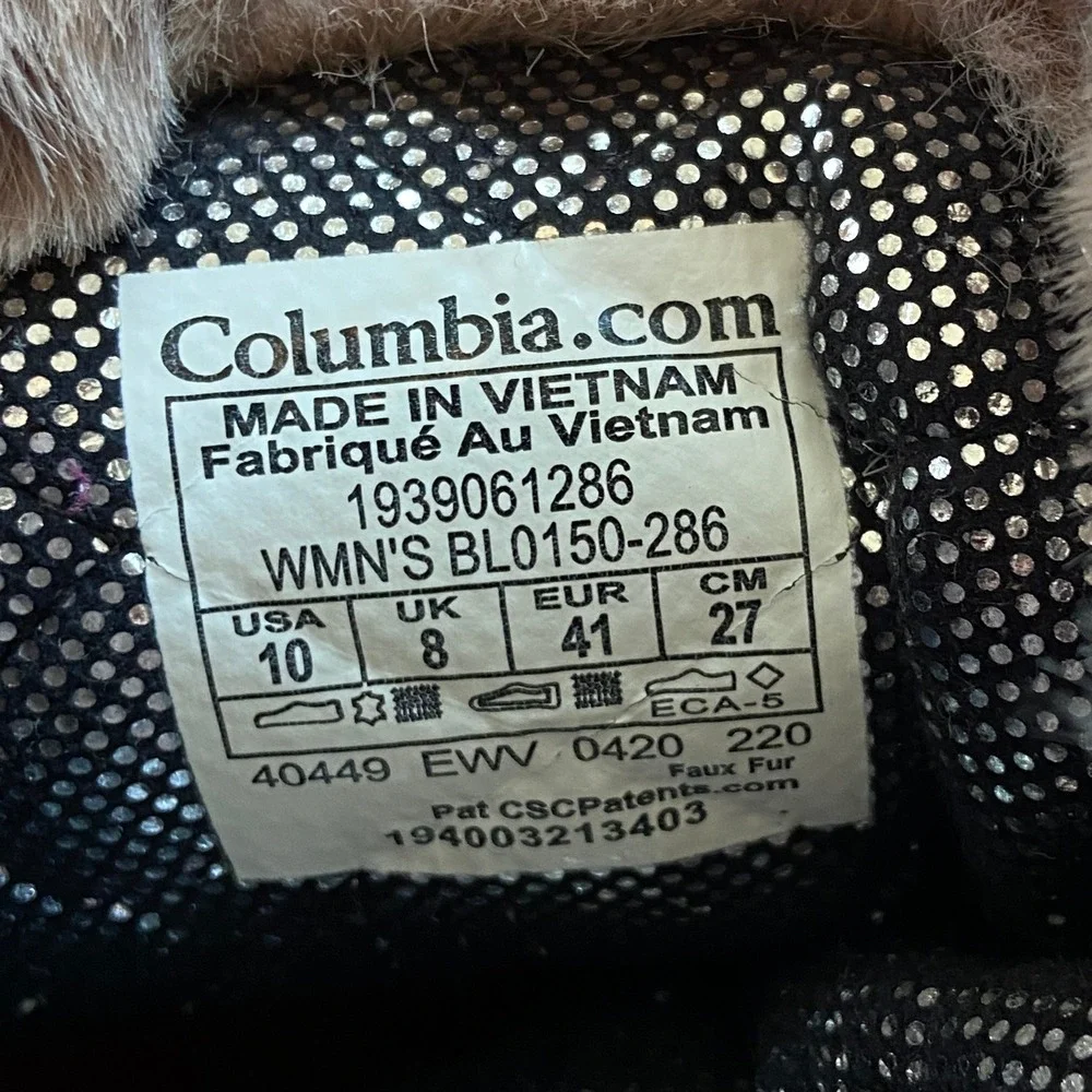 Columbia Slopeside Village Omni Heat Hi Waterproof Snow Boot Tan Suede Womens 10